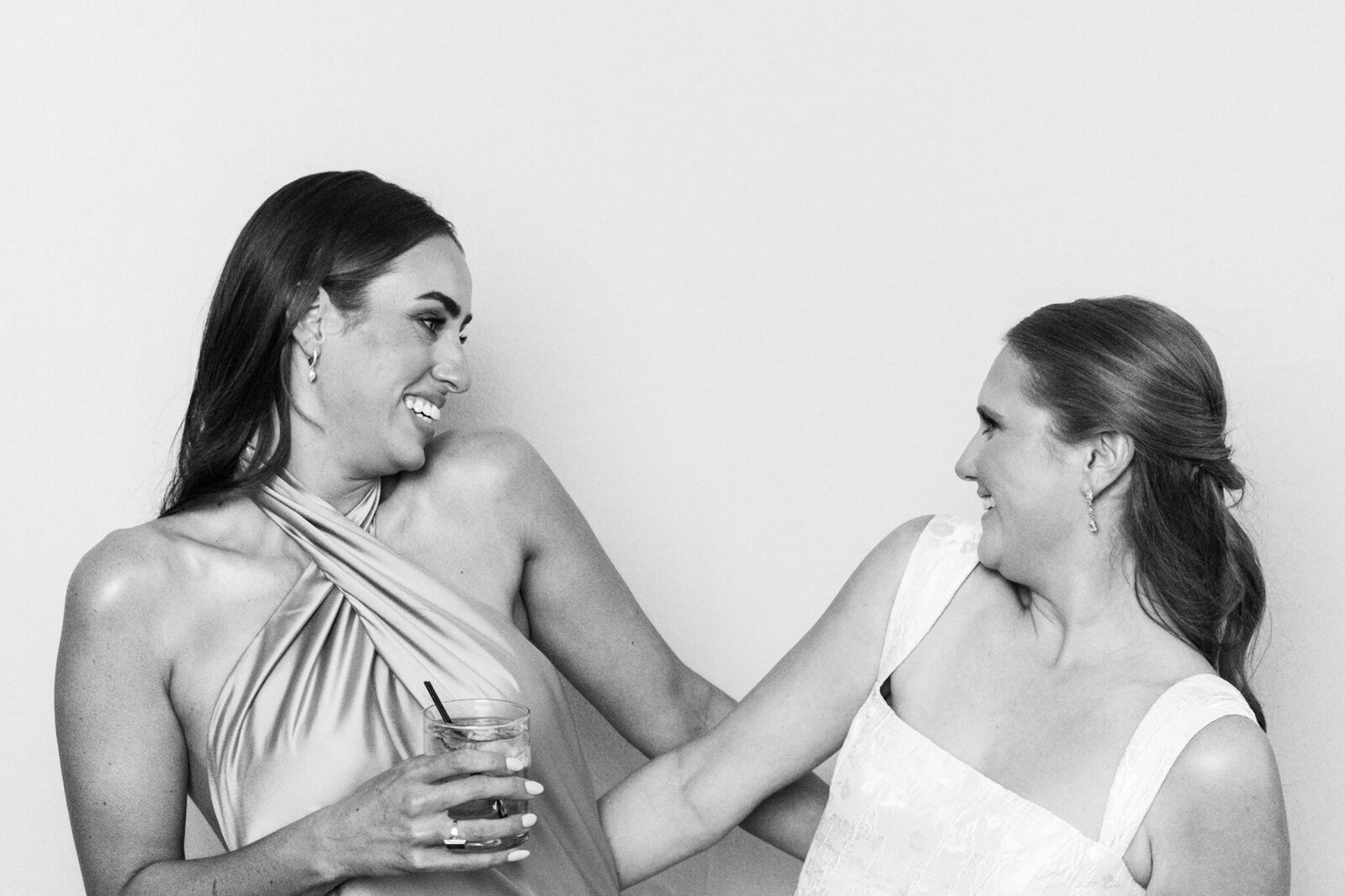 Black and white photograph of a couple on their wedding day