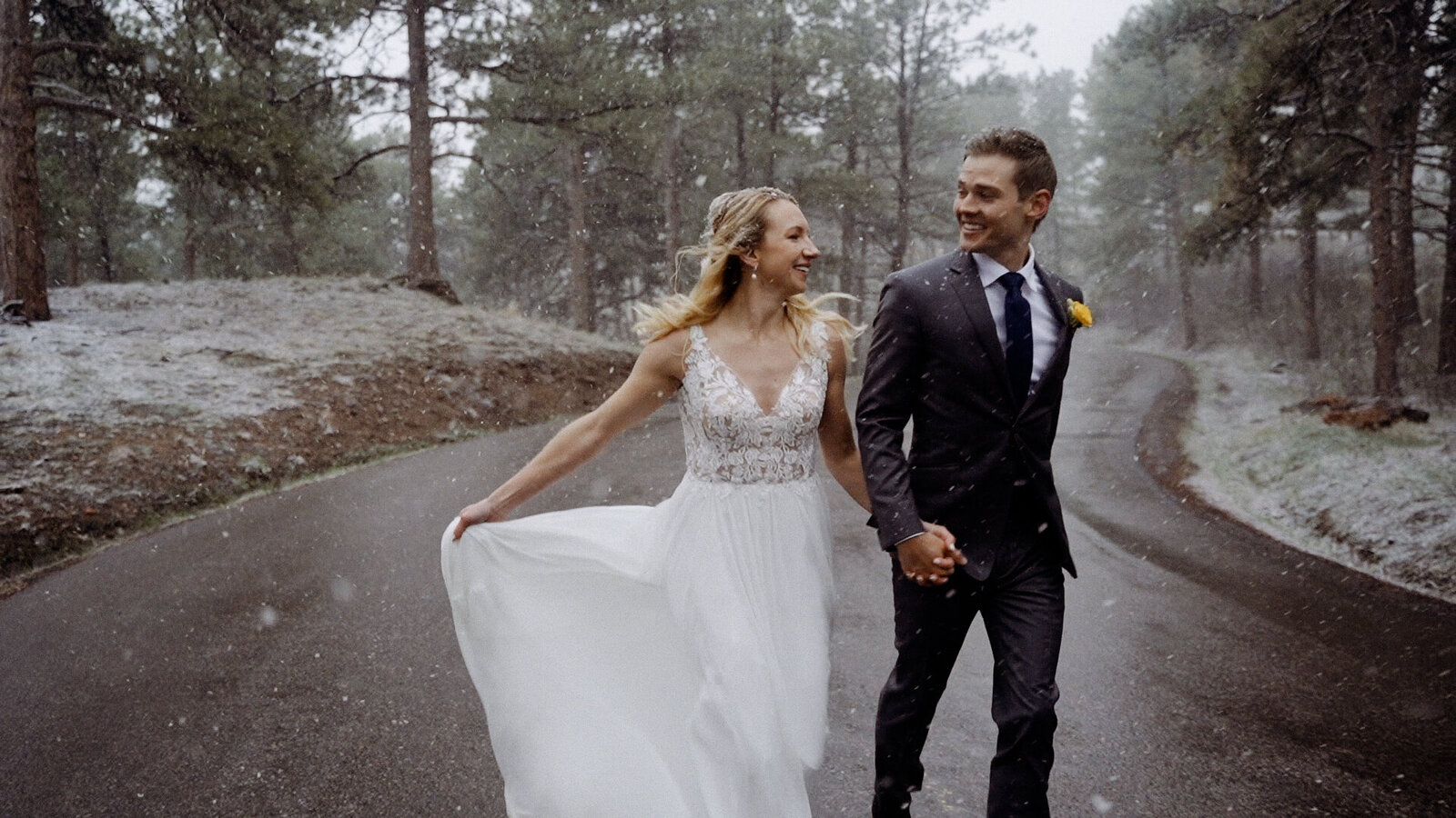 Editing still from a wedding film