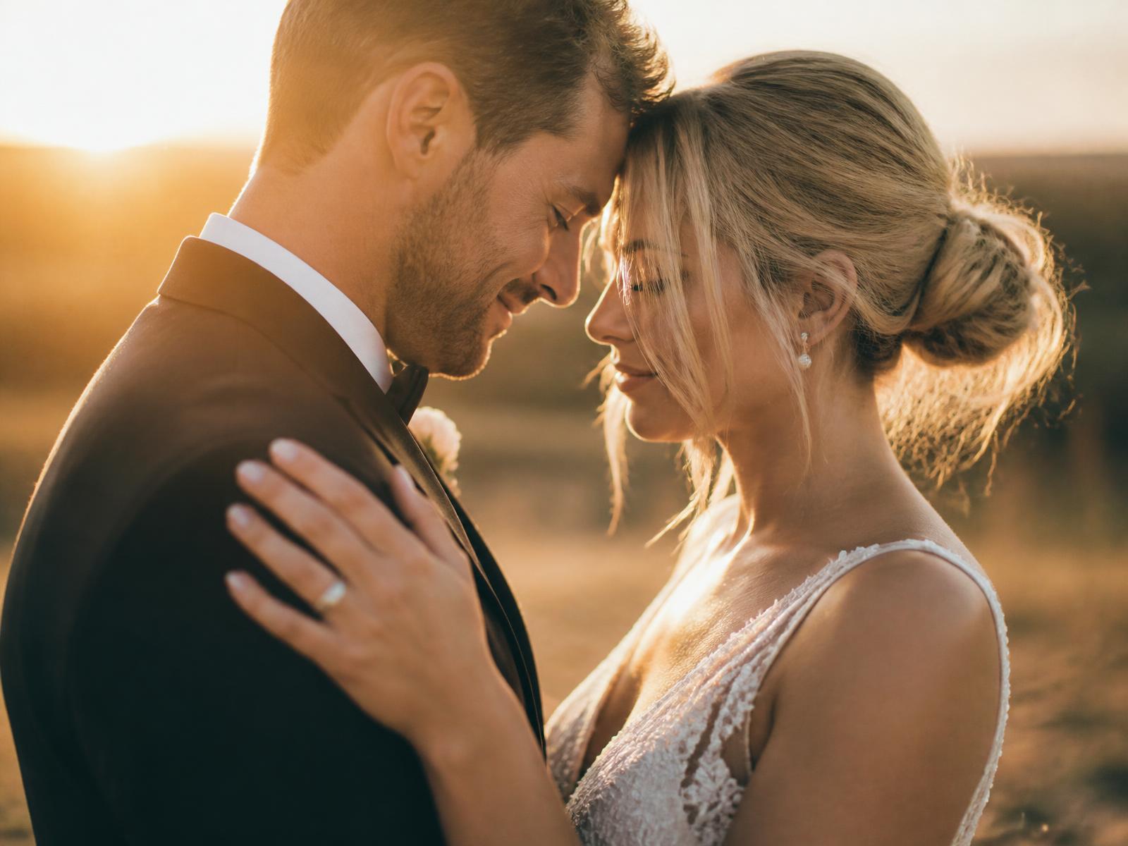 Couple embracing on a Blue Ridge mountain overlook